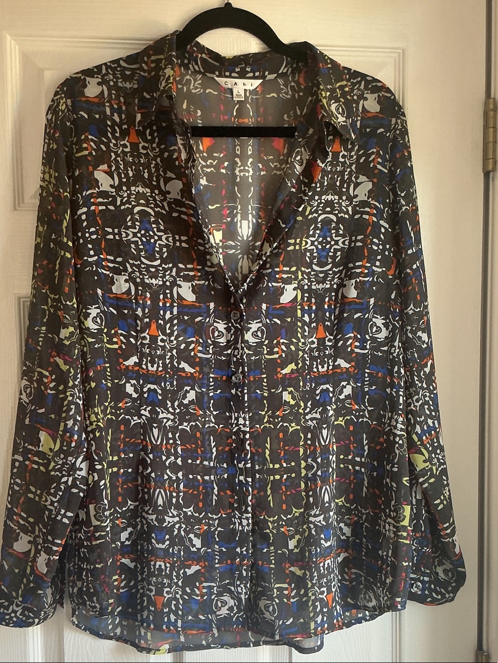 CAbi Black Multi Geometric Button-Down Shirt